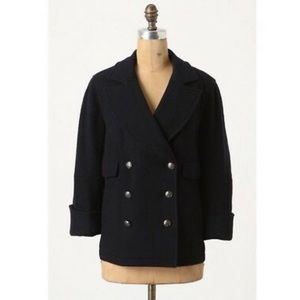 Anthropologie Easton Navy Wool Pea Coat
